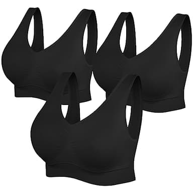 SIMIYA Womens Sports Bras, Yoga Comfort Seamless Stretchy Sports Bra for Women 3 Pack Black