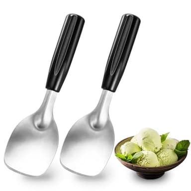 POWSHELF 2 Pack Ice Cream Spade - Stainless Steel Flat Ice Cream Paddle, Scooper for Hard or Creamy Dessert Spade Butter Cutter