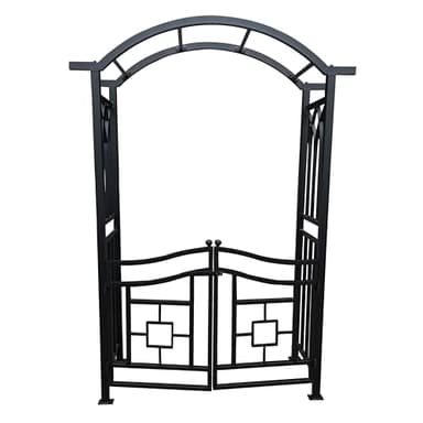 Oakland Living Black Aluminum Garden Arbor Arch with Gate
