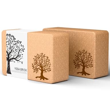 Cork Yoga Blocks 2 Pack Set, Natural Cork Soft Non-Slip Yoga Blocks, High Density & Eco Friendly Yoga Accessories for Women| Men, Ideal for Yoga, Pilates, Stretching and Toning
