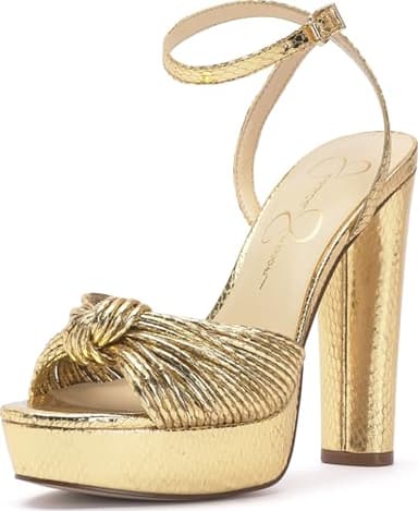 Jessica Simpson Womens Immie Platform Sandal with Ankle Strap, Gold, 7