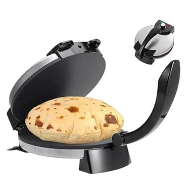 Electric Roti Maker, 1200W Double-Sided Heating, Adjustable Temperature, 12-Inch Non-Stick Plates for Chapati, Pancakes, Crepes and Omelettes