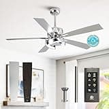 Ceiling Fans with Lights and Remote, 52 Inch Chandelier Ceiling Fan with Light for Bedroom Flush Mount, Indoor Outdoor Ceiling Fans, Reversible DC Motor, Dimmable, Ventilador de Techo, ETL