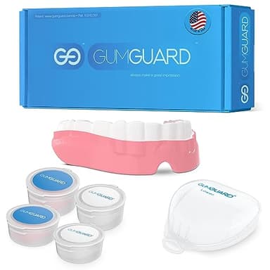 GumGuard PRO Denture Mouthguard Set - Soft, Customizable Fit Relief for Grinding & Clenching - Ideal for Denture Wearers & Implant Patients Lower White and Pink Pro Guard Set
