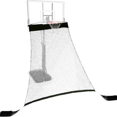 Hathaway Rebounder Basketball Return System for Shooting Practice - Heavy-Duty Polyester Net, Fade-Resistant Outdoor Design, Refillable Anchor Weights for 48-60 Inch Basketball Hoop - Black Finish