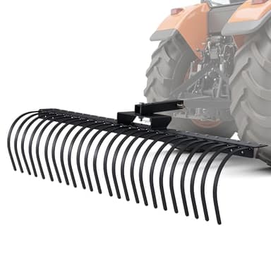 SPECRAFT 60" Behind Landscape Rake for Tractor, Tow Dethatcher Rake with 24 Steel Coil Tines and 2" Receiver, Fit for 3-Point Suspension Systems
