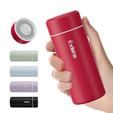 【Upgraded】Exllena Small Insulated Water Bottle 8 oz/250ml– Mini Insulated Water Bottle for Hot & Cold Drinks, Perfect Small Flask for Travel, Purse...(Red)