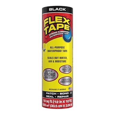 Flex Tape, Original Thick Flexible Rubberized Waterproof Tape - Seal and Patch Leaks, Works Underwater, Indoor Outdoor - Home RV Roof Plumbing and Pool Repairs, Black, 12 in x 10 ft, Pack of 1