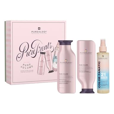 Pure Treats Pure Volume Holiday Kit - Shampoo, Conditioner & Color-Fanatic Leave-In Treatment - Lightweight Volume & Lift for Fine, Color-Treated Hair