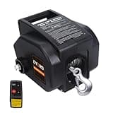 Cygrd Portable Trailer Winch, Reversible Electric Winch 12V DC, Power-in, Power-out and Freewheel Operations for Boats 2000 lbs with Wireless Remote Control and Hand Crank