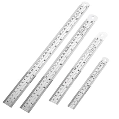 Stainless Steel Metal Ruler,6, 8, 12, 14 Machinist Ruler, with Inch and Metric Graduations,Pack of 4 (6, 8, 12, 14 inch)