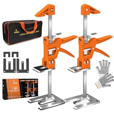 [Upgrade] Labor Saving Arm Jack 2 Pack,15.5 Inch Stainless Steel Furniture Lifts with Handbag,Hand Furniture Jack Lifter Tool for Installing Cabinets,Flooring&Windows,Load 440LBS