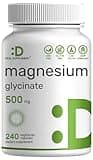 DEAL SUPPLEMENT Magnesium Glycinate 500mg, 240 Veggie Capsules | Chelated for Easy Absorption | Highly Purified Essential Trace Mineral for Muscle, Joint, Heart, & Digestive Health