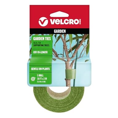 Velcro Brand ONE-WRAP Ties | Tree and Plant Supports for Effective Growing | Strong Gardening Grips are Reusable and Adjustable | Cut-to-Length, 18 ft x 2 in, Green-Recycled Plastic