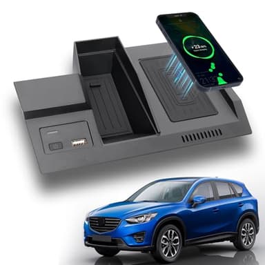 Wireless Car Charger for Mazda CX5 2017-2025 with USB Port, OEM Phone Charging Pad Accessories for CX-5 2017 2018 2019 2020 2021 2022 2023 2024 2025, Automotive Interior Center Console Accessories