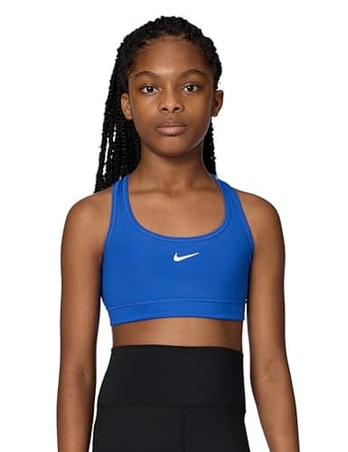 Nike Girl's Swoosh Sports Bra, Game Royal/White, Medium
