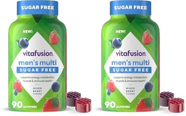 Vitafusion Sugar Free Men’s Multi Daily Gummy Multivitamins, Supports Energy Metabolism, Muscle and Immune Health (1), Mixed Berry Flavors, (Pack of 2)