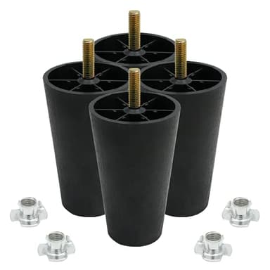 Murtenze 4Pcs 5 inch Sofa Legs, Round Tapered Plastic Couch Legs Replacement Furniture Legs with M10 Hanger Bolts for Chair Sofa Dresser Cabinet Loveseats Ottoman Bed