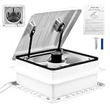 Pafessa 14” RV Roof Vent Fan w/LED Light - 4 Speed Reversible 12V Deluxe RV Electric Open Roof Vent, Touch On-Off, Speed Controls, Manual White Dome