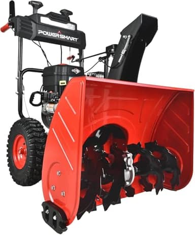 PowerSmart 26-Inch Two-Stage Self-Propelled Gas Snow Blower with 208cc B&S Engine, Electric Start, 13-Inch Snow Tires, Handle Warmer, and LED Lights