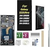 Galaxy S22 Ultra LCD Screen with Frame Replacement for Samsung Galaxy S22 Ultra SM-S908B SM-S908U1, SM-S908W LCD Screen Display Touch Digitizer with Frame+Tool(Fingerprint not Supported) (Black)