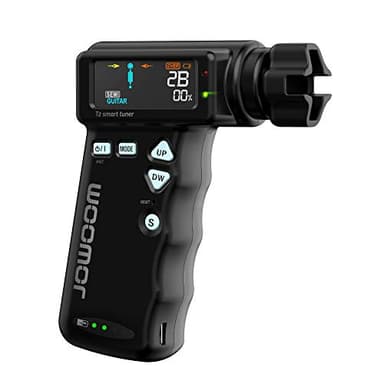 JOWOOM T2 Smart Automatic Guitar & Ukulele Tuner | Fast Acoustic Guitars Auto-Tuner With 180RPM Electric String Winder | Safe & Professional Grade Tuner For Ukuleles | USB Rechargeable Battery | Black