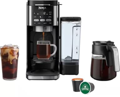 Ninja DualBrew Pro Hot & Iced Coffee Drip Coffee Maker | Compatible with K-Cup Pods | 3 Brew Styles (Classic, Rich, & Iced) | 70oz Removable Reservoir & Dishwasher Safe | Black | 14-Cup (Renewed)