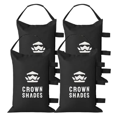 CROWN SHADES Sand Bags for Canopy Legs (120 LBS) Sandbags for Weight, Canopy Weights, Pop Up Tent Weights Bags, Black (Unfilled)