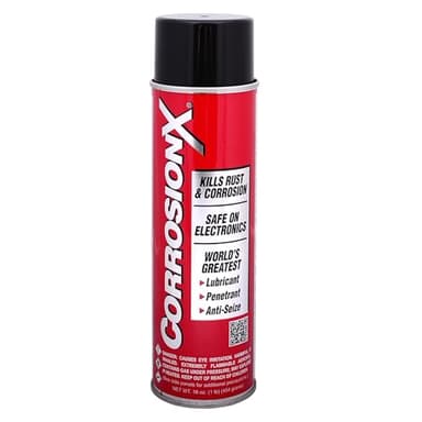 CorrosionX Rust Inhibitor, Industrial-Strength Dielectric Corrosion Prevention, Lubricant & Penetrant for Marine, Automotive, Electronics & RV Use, Protects Bolts, Cables, Engines, Parts, 16oz Aerosol