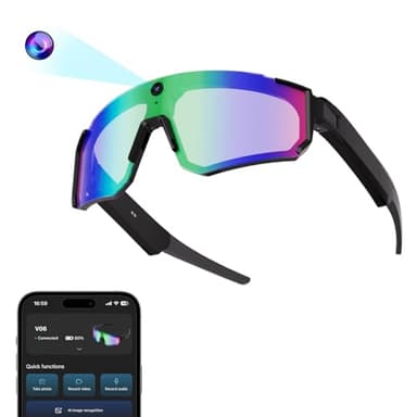 2026 AI Smart Glasses with Camera 4K, Video Running Glasses with Voice Control & Object Recognition, Sunglasses with Bluetooth Call Designed for Skiing, Cycling, Hiking and All Outdoor Adventures
