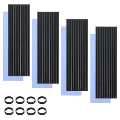 ELUTENG M.2 SSD Heatsink 4PCS 2280 SSD Heat Sink with NVMe SSD Thermal Pad NVMe Heat Sink with 8 Black Rubber Straps for PC/PS5 M.2 PCIE NVMe SSD or M.2 SATA SSD