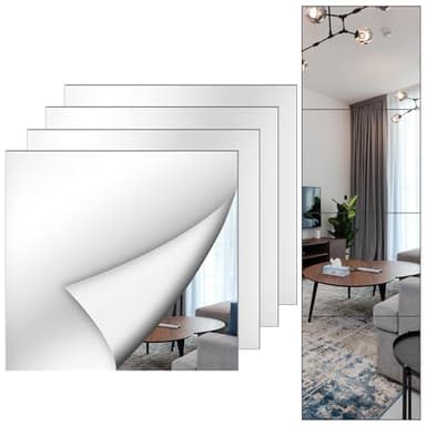 Shiftshade Mirror Wall Full Length,12X14 Inch Unbreakable Mirror Tiles for Bedroom Home Gym Door, Acrylic Mirror Full Body Shatterproof Mirror Stickers for Walls,Mirror Sheets (4pcs)