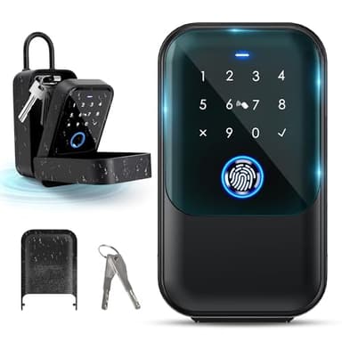 LOQRON Smart Key Lock Box, Bluetooth Fingerprint Lock Box with Tuya APP Control, Fingerprint Recognize & Multiple Code Types, Security Key Lock box for Outside, Owner, Realtor, Airbnb (New Version)