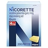 Nicorette Nicotine Gum Stop Smoking Aid, 4 mg, Original Flavor - 200 Count