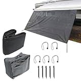 labwork Rv Awning Sun Screen 9FT x 18FT 3 in Rv Front Awning Complete Kit UV Blocking Black Grid Improves Shadow Protection Privacy Peplacement for Rv Travel Outdoor Camping