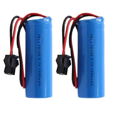 【2 pcs】 18500 3.7V 1500mAh 2 Pack Lithium-Ion Rechargeable Battery with SM2P Plug and Charger Cable for Remote Control Trucks 813A Battery 2 s