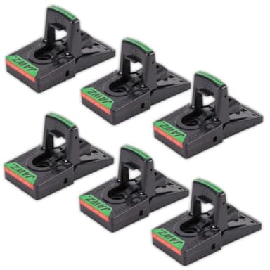 JT Eaton 409 Jawz Indoor Plastic Mouse Trap for Solid or Liquid Bait, Instant Kill Mouse Traps, No-Touch Disposal with Trap Set Indicator 6-Pack