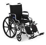 Medline Lightweight Wheelchair for Adults With Swing-Back, Desk-Length Arms, Elevating Leg Rests; 18W" x 16"D Seat