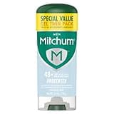 Mitchum Men's Deodorant, Antiperspirant, Triple Odor Defense Gel Stick, 48 Hr Protection, Dermatologist Tested, Alcohol Free, Unscented, 3.4 Oz (Pack of 2)