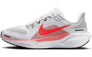 Nike Pegasus 41 Women's Road Running Shoes (FD2723-109, White/Magic Ember/Black/Bright Crimson) Size 9.5