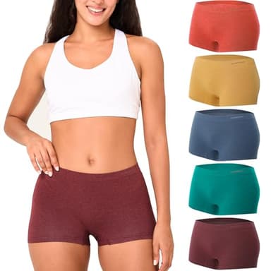 BAMBOO COOL Womens BoyShorts Underwear Seamless Boxer Briefs Mid Rise Full Coverage Breathable Stretch Ladies Panties 5 Pack
