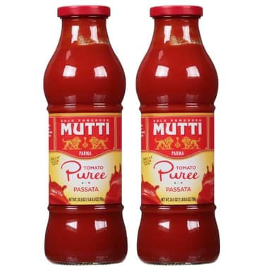 Mutti Tomato Puree (Passata), 24.5 oz. | 2 Pack | Italy’s #1 Brand of Tomatoes | Fresh Taste for Cooking | Canned Tomatoes | Vegan Friendly & Gluten Free | No Additives or Preservatives