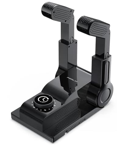 FORLIM Boot Dryer for Work Boots, Shoe Dryer with Heat Blower, Glove Dryer & Boot Warmer - 180° Adjustable Dry Rack - Telescopic Bendable Dry Ports - Intelligent Timer - Black