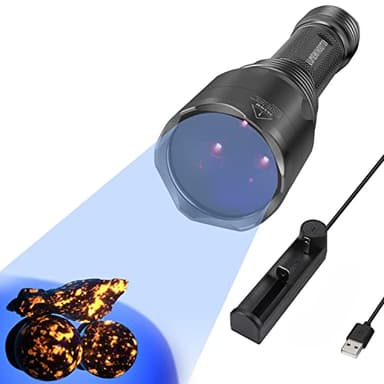 LUMENSHOOTER S3 365nm UV Flashlight with 3 LEDs, Powerful Blacklight Flashlights for Pet Urine Detection, Resin Curing, Rocks, Scorpion