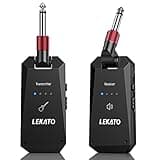 LEKATO 5.8G Wireless Guitar System Upgraded Rechargeable Wireless Guitar Transmitter Receiver, Super Long 8 Hours Battery Life, 4 Channels Guitar Wireless System for Electric Guitar Bass(WS-90)
