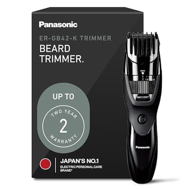 Panasonic Cordless Beard Trimmer for Men with Precision Dial, 19 Adjustable Length Settings, Rechargeable Battery, Washable - ER-GB42-K (Black)