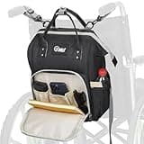 YMU Wheelchair Bags to Hang on Back, Wheelchair Backpack Storage Bag for Adults Seniors, Equipped Cup Holder, Insulation Pocket for Medicine, Carrier Shoulder Strap