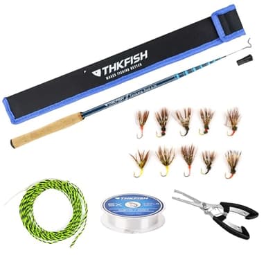 THKFISH Tenkara Rod Kit 24T Carbon Fiber Telescopic Tenkara Fishing Rod Combo with Carrying Case Fishing Line and Flyfishing Lure for Streams, Trout, Bass, Salmon，8.7FT 10.6FT 11.6FT