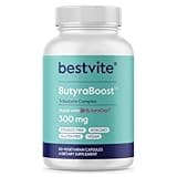 BESTVITE ButyraBoost 300mg Tributyrin Complex (60 Vegetarian Capsules) - No Stearates - Vegan - Non GMO - Gluten Free - Butyrate Gut Health Supplement