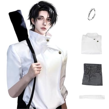 IOPBOT Men Anime JJK Cosplay Costume Uniform Tops Pants Suit Halloween Outfits Full Set with Ring (M-Yutai)